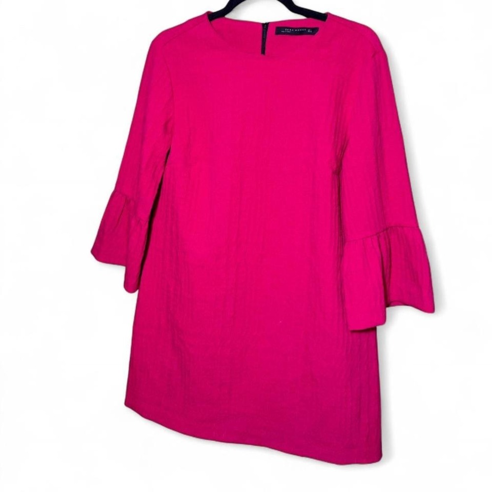 Zara size L hot pink dress with bell sleeves